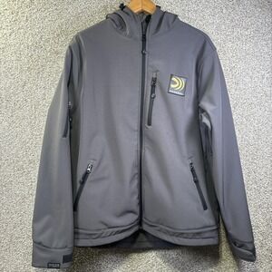 Federal Jacket Mens XL Gray Hooded Softshell Full Zip Patriotic Logo‎ Pockets